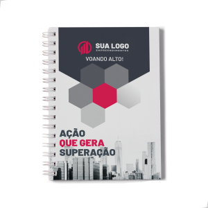 Caderno Escolar A4 Personalizado Capa Dura 21,5x30,0 Capa 4/0 - Miolo Padrão PB Laminação Wire-o 