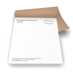 Receituário Offset 75g/m² 148x210mm 4/0 Sem revestimento Cola no canto superior Impressão Inkjet