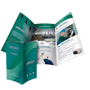 Folder Couchê 150g Couchê 115 30x20cm 4/4 Sem Verniz 2 dobras 