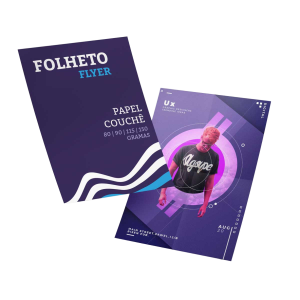 Folheto Couchê 80g Couchê brilho 80g 10x14 4x0  Corte Reto 